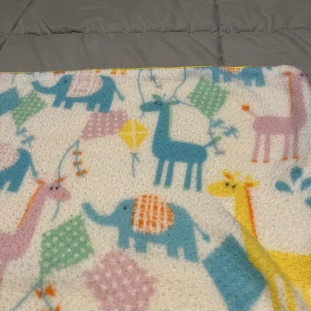 Fleece Baby Blanket Multicolor Animal Print Elephant Giraffe Security 28X28